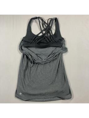 Lululemon Tied In Energy 2 in 1 Tank Black Gray Free To Be Wild Top Sz 2